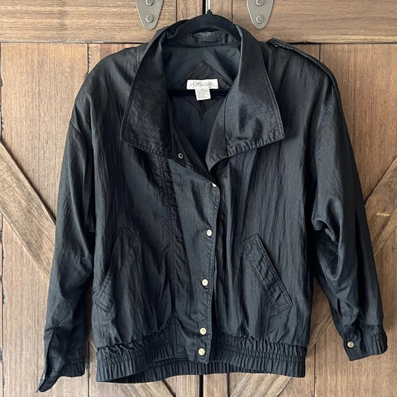 Vintage Abraxas 80's /90's Nylon Black Shell Jacket Size Small EUC - Picture 2 of 7